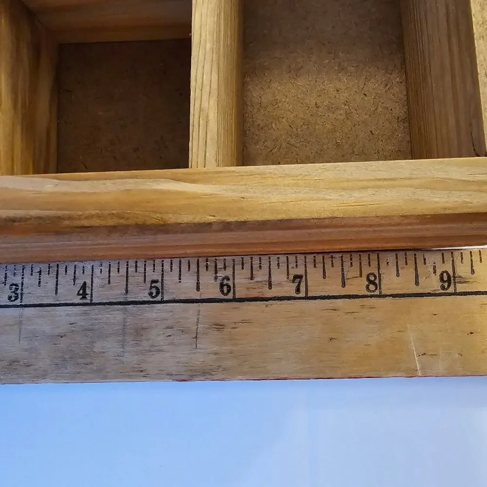 Vintage Wooden Compartment Jewelry Storage Box Exchangeable Picture Oak 90s